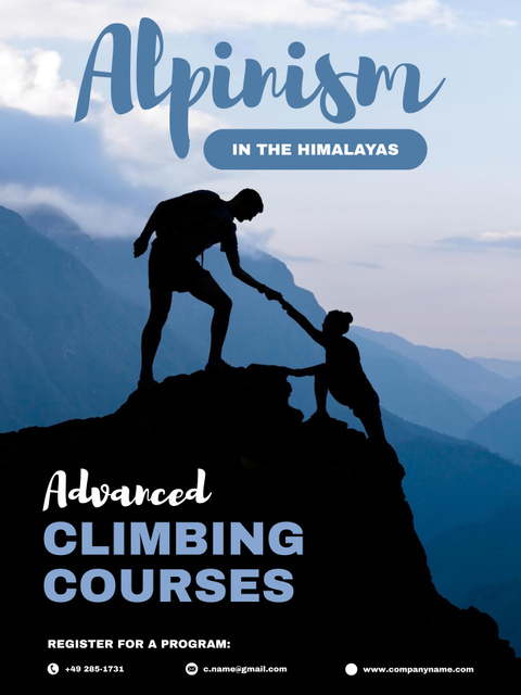 Ontwerpsjabloon van Poster US van Qualified Climbing And Mountaineering Courses Ad