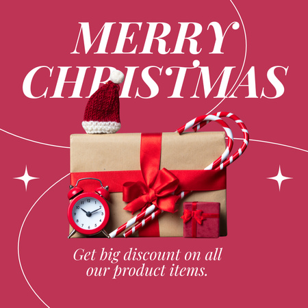 Christmas Holiday Greeting with Gifts and Decorations Instagram Design Template