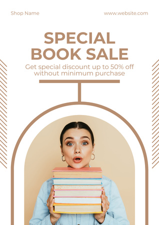 Special Book Sale on Beige Poster tervezősablon