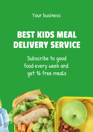 School Food Ad with Healthy Products Flyer A7 Tasarım Şablonu