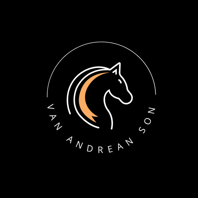 Emblem of Equestrian Club with Image of Horse Logo 1080x1080px Πρότυπο σχεδίασης