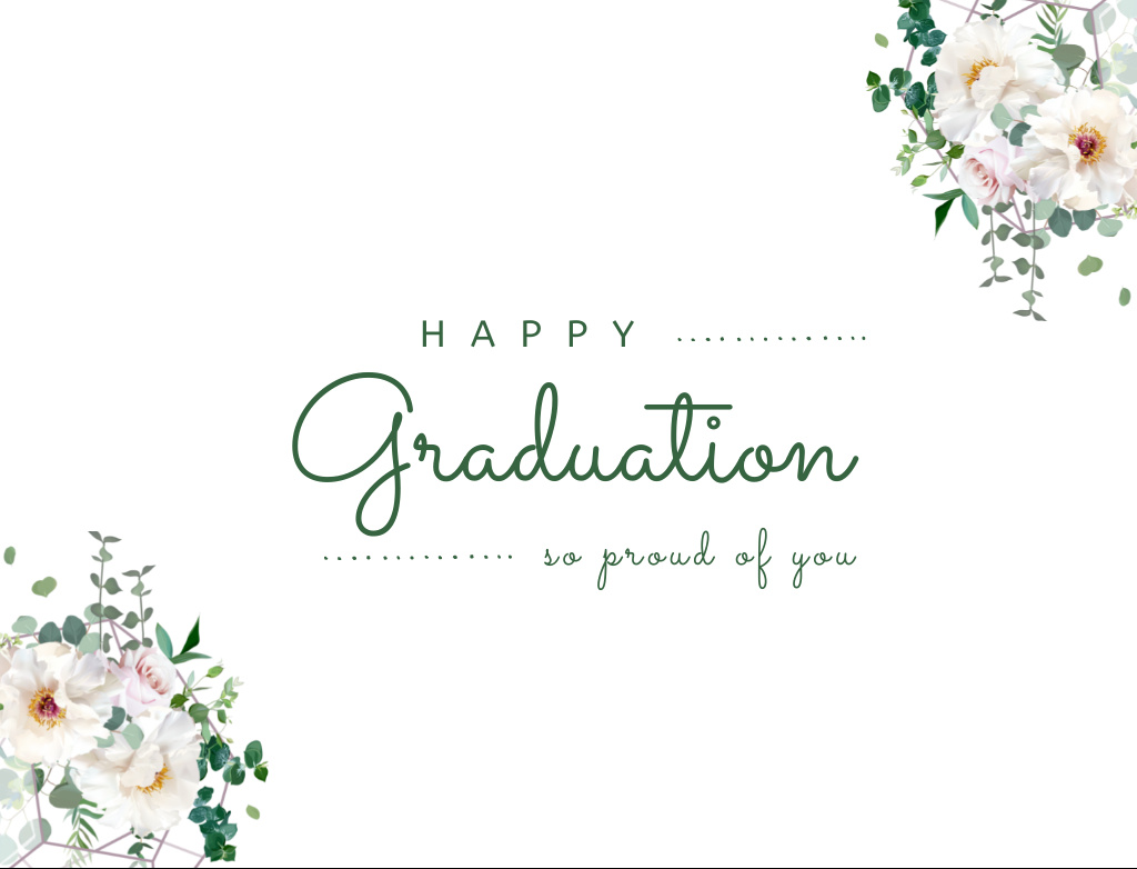 Awesome Graduation Congrats With Flowers Postcard 4.2x5.5in – шаблон для дизайна
