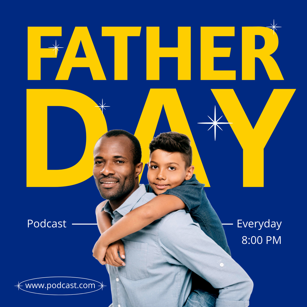 Platilla de diseño Father Day Podcast Cover with Father and Son Podcast Cover