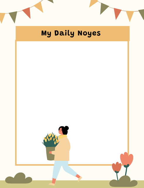 Plantilla de diseño de Autumn Daily Notes with Woman Holding Flowers Notepad 107x139mm 
