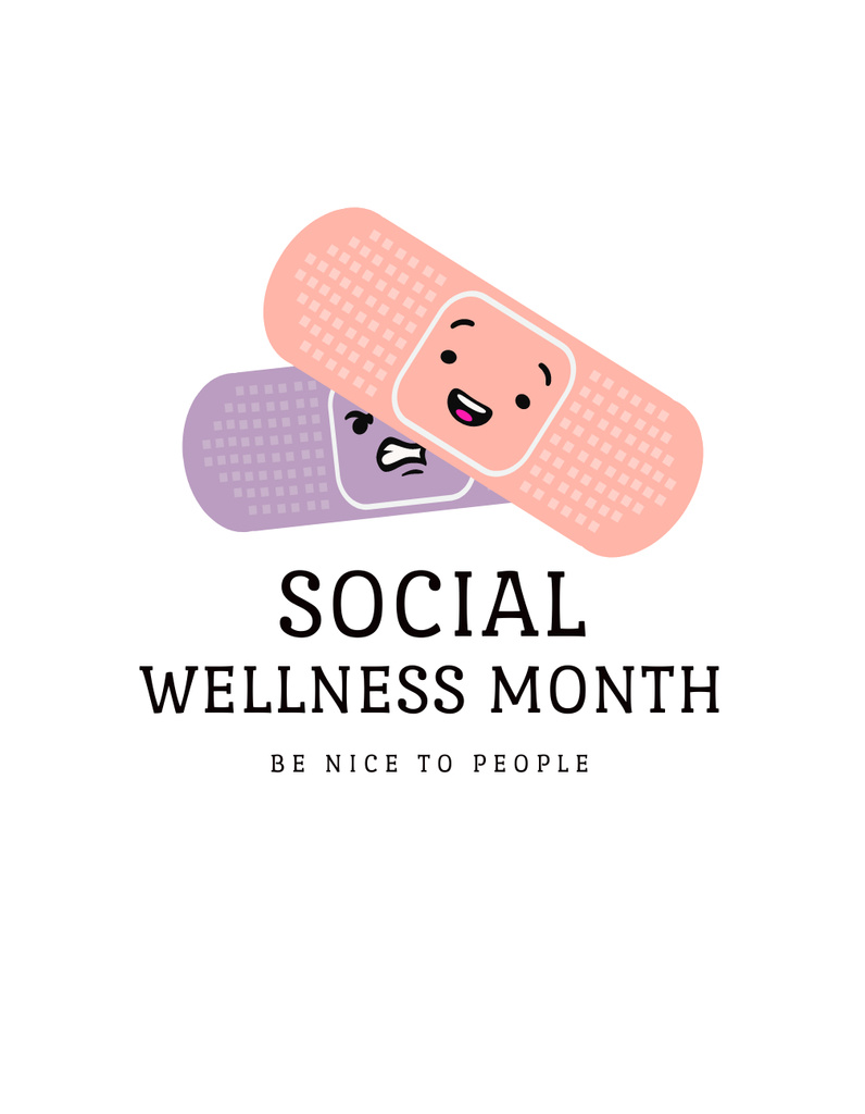 Ontwerpsjabloon van T-Shirt van Social Wellness Month Announcement