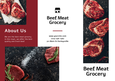 Marha steak gyógynövényekkel Promóció Brochure tervezősablon