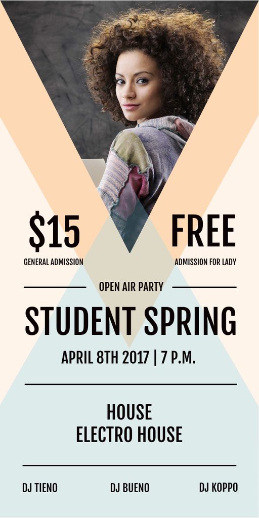 Plantilla de diseño de Open air student Party announcement with young girl Graphic 