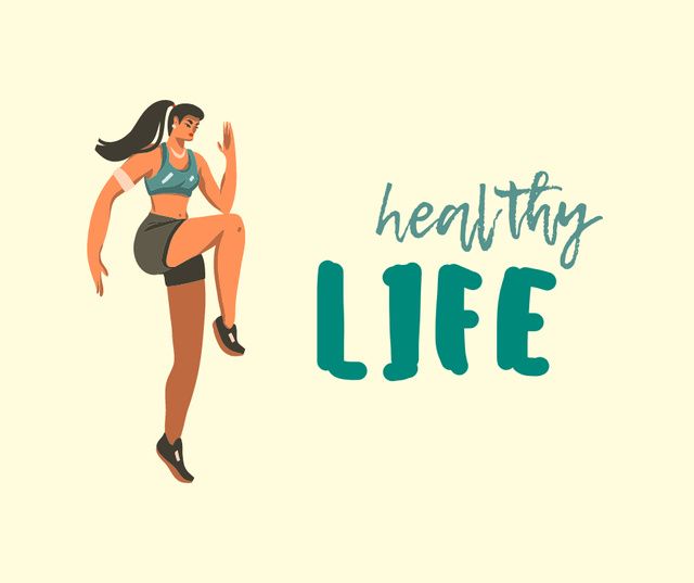 Healthy Lifestyle Inspiration with Woman doing Workout Facebook Design Template