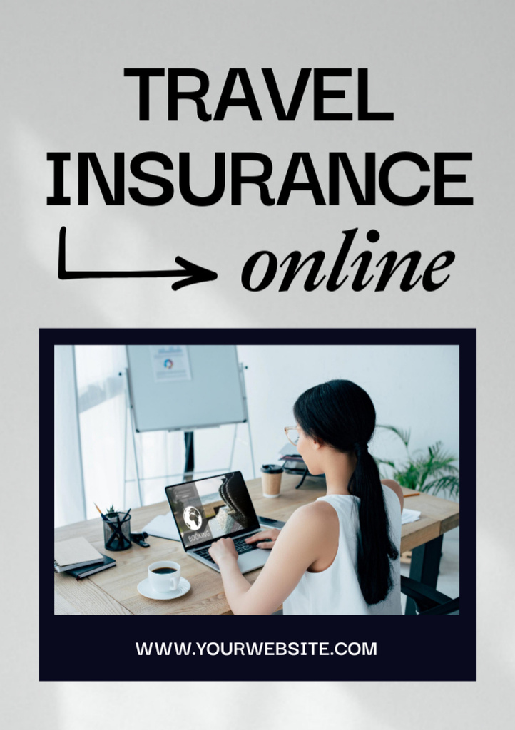 Travel Insurance Online Booking Advertisement Flyer A5 Design Template