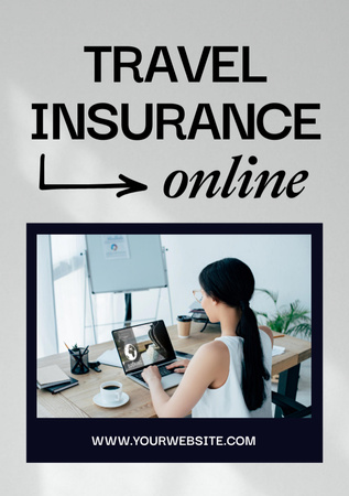 Designvorlage Travel Insurance Online Booking Advertisement für Flyer A5