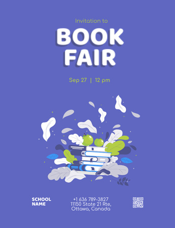 Platilla de diseño Book Fair Announcement Invitation 13.9x10.7cm