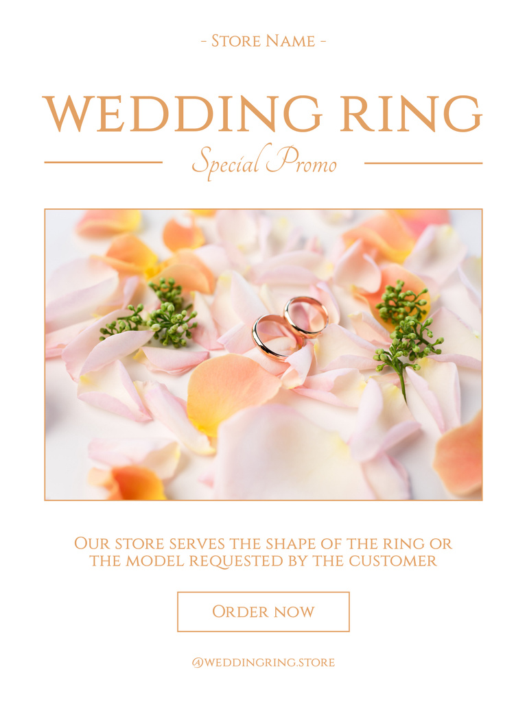 Template di design Jewelry Offer with Wedding Rings on Rose Petals Poster US