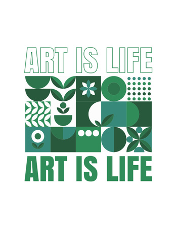 Plantilla de diseño de Cita inspiradora sobre el arte y la vida con patrón T-Shirt 