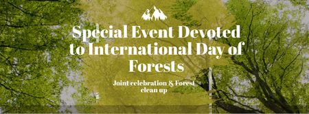Ontwerpsjabloon van Facebook cover van Internationale dag van het bos evenement met hoge bomen