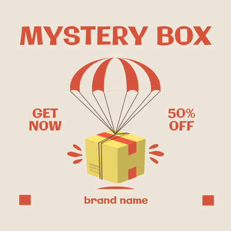 Designvorlage paket mit mystery box bebildert für Instagram