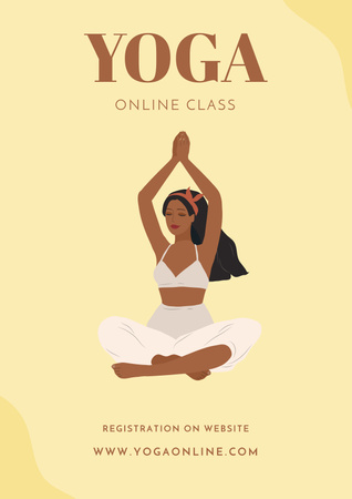 Designvorlage Online Live Yoga Class für Poster