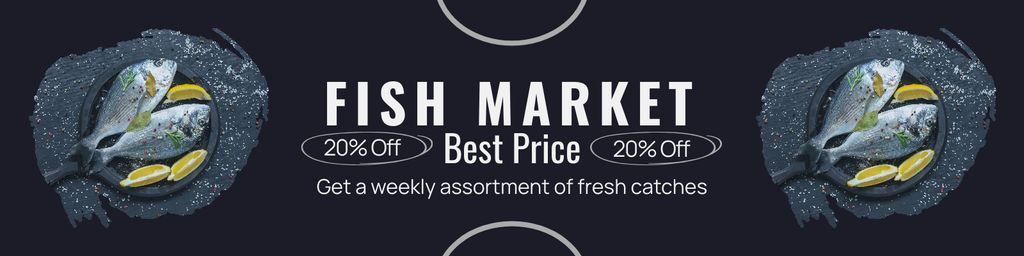 Designvorlage Offer of Best Price on Fish Market für Twitter