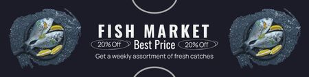 Designvorlage Angebot zum besten Preis auf dem Fischmarkt für Twitter