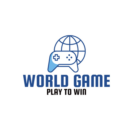 Ontwerpsjabloon van Logo van Gaming Club-advertentie met gamepad en wereldbol