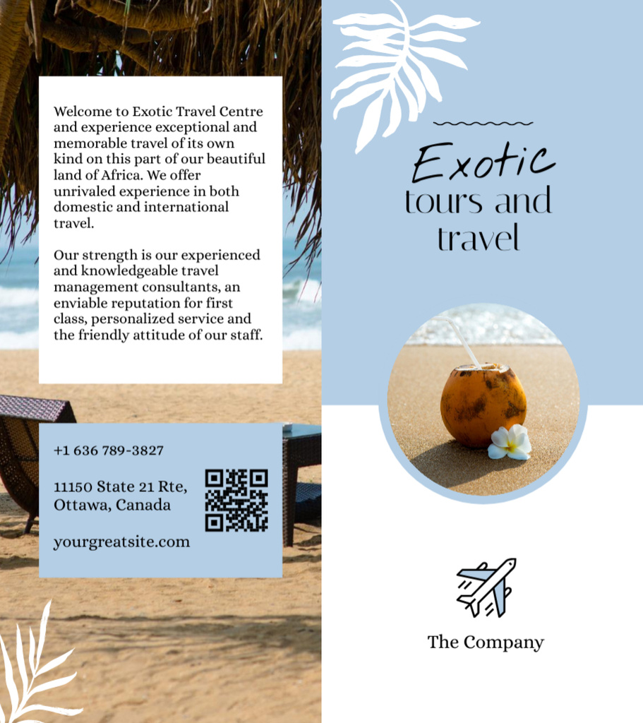 Modèle de visuel Exotic Vacations Center Services Promotion - Brochure 9x8in Bi-fold