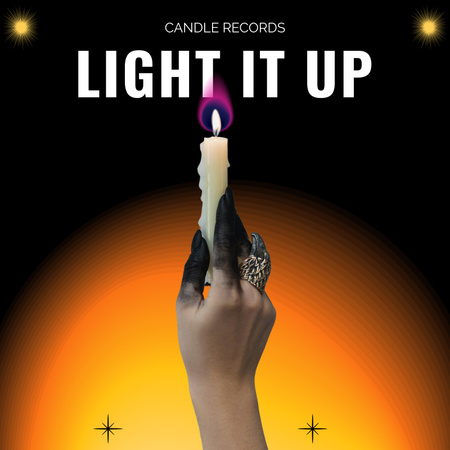 Designvorlage Album Cover with hand holding candle für Album Cover