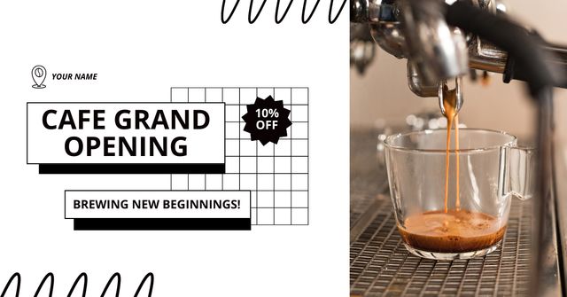 Discounted Coffee Due New Cafe Grand Opening Facebook AD Modelo de Design