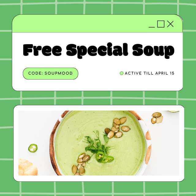Modèle de visuel Promo Code for Veg Soup - Instagram AD