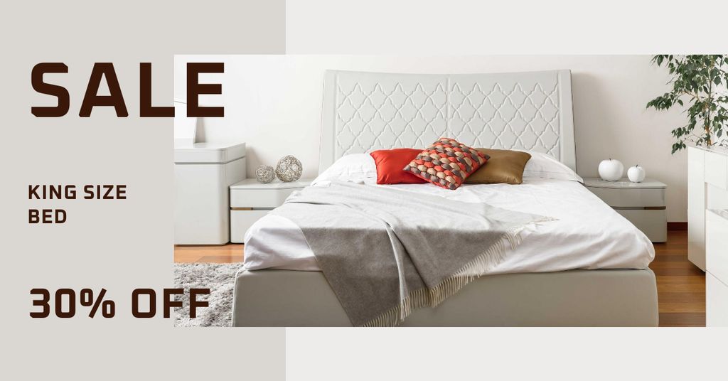 Comfortable Bedroom in white colors Facebook AD tervezősablon
