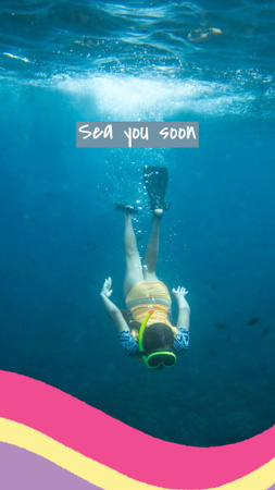 Girl swimming in Sea Instagram Video Story Design Template