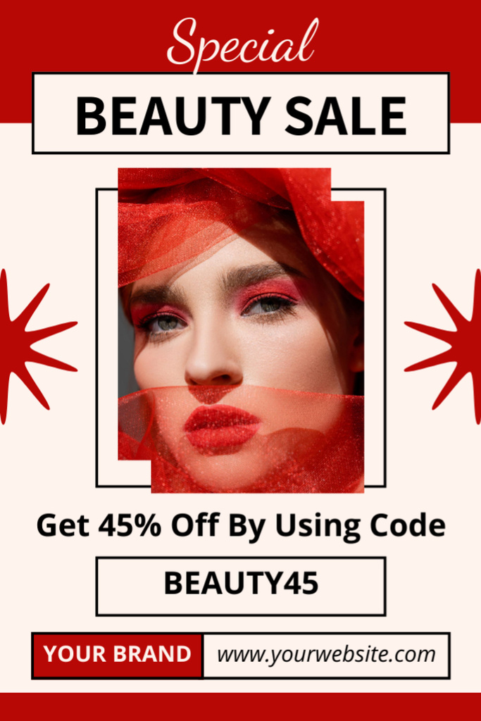 Sale Announcement with Beautiful Woman in Red Veil Tumblr tervezősablon