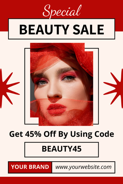 Sale Announcement with Beautiful Woman in Red Veil Tumblr Design Template