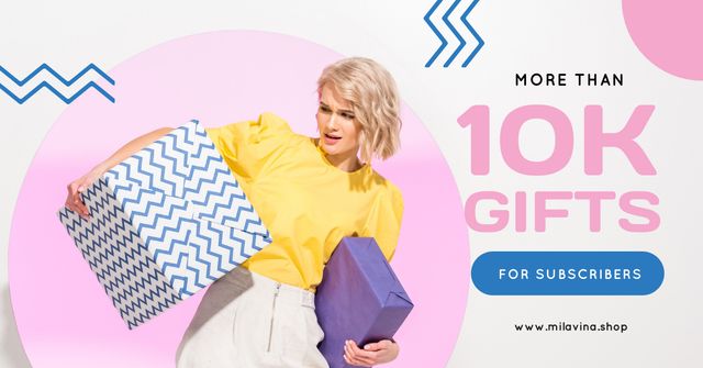 Blog Promotion Woman Holding Presents Facebook AD Design Template
