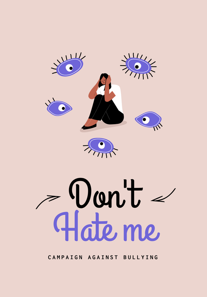 Ontwerpsjabloon van Poster 28x40in van Helpful Campaign Against Hateful Comments In Network