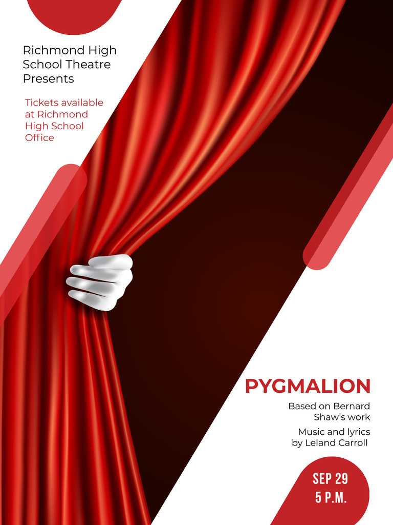 Theatre Invitation with Pygmalion Performance Poster 36x48in Tasarım Şablonu