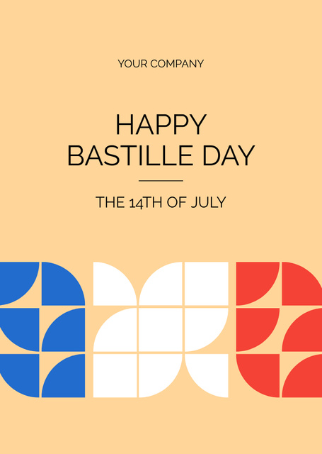 Platilla de diseño Bastille Day Announcement Beige Postcard A6 Vertical