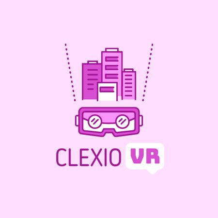 Illustration of Virtual Reality Glasses in Pink Animated Logo Design Template