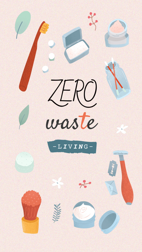 Zero Waste Concept with Eco Products Instagram Story Tasarım Şablonu