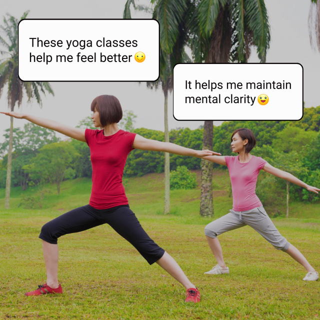 Yoga Classes With Friendly Vibe Promotion Animated Postデザインテンプレート