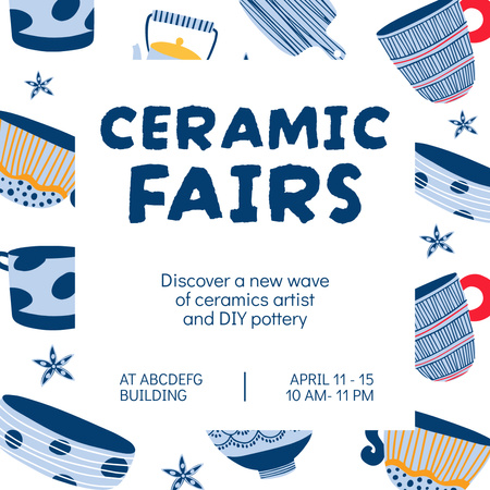 Platilla de diseño Ceramic Fair Announcement with Beautiful Tableware Instagram