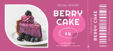 Template di design Buono sconto torta Berry su viola Coupon 3.75x8.25in