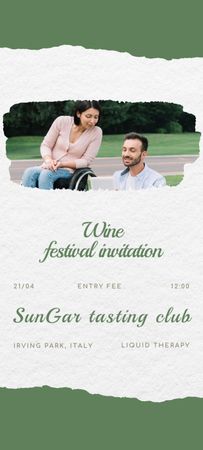 Plantilla de diseño de anuncio del festival de cata de vinos Invitation 9.5x21cm 