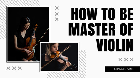 Programa de ensino de música sobre o domínio do violino Youtube Thumbnail Modelo de Design