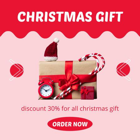 Christmas Gifts Set Box Red Instagram AD Design Template