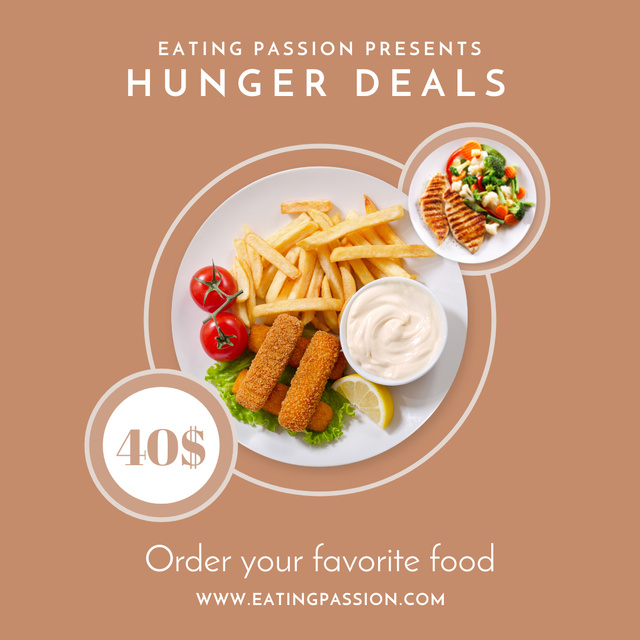 Delicious Food Ad with French Fries Instagram Šablona návrhu