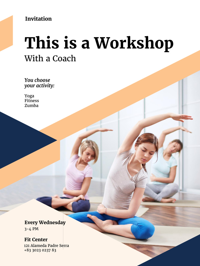 Stretching Classes for Women Poster US Tasarım Şablonu