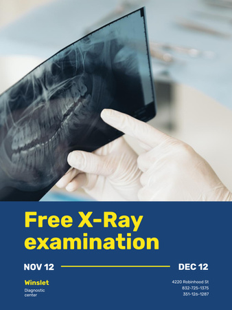 Clinic Promotion with Doctor Holding Chest X-Ray Poster US tervezősablon