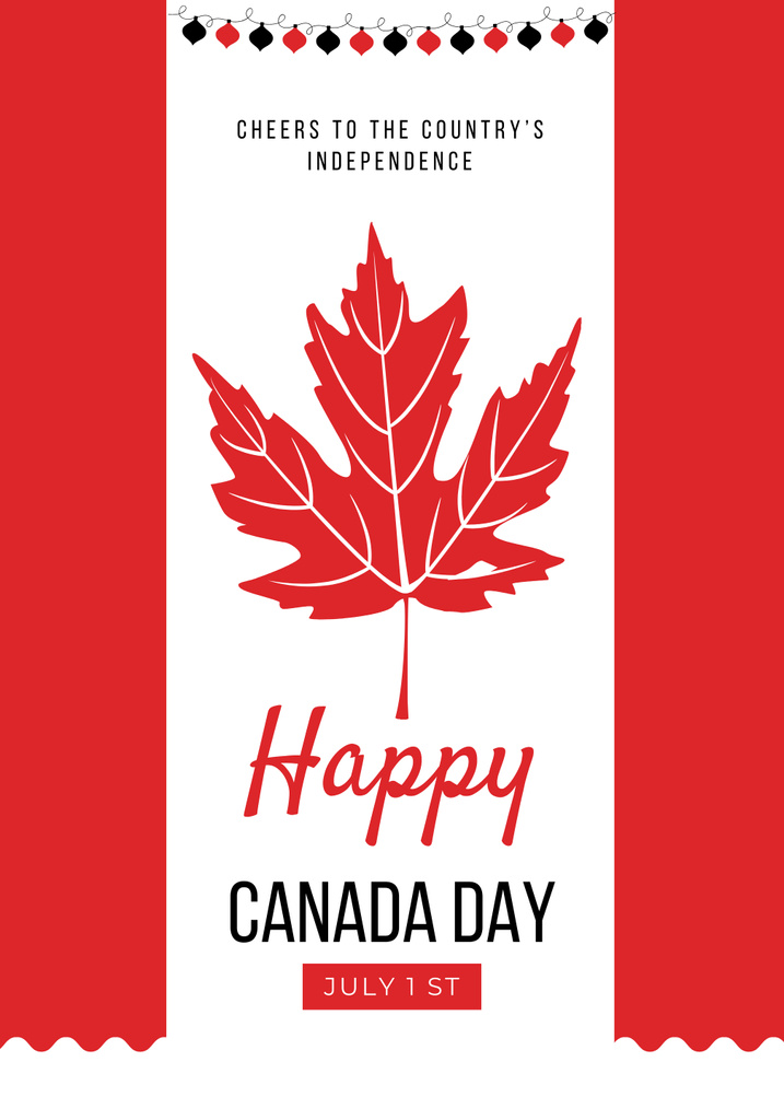 Modèle de visuel Canada Day Celebration Announcement with Red Maple Leaf - Poster 28x40in