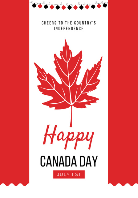 Canada Day Celebration Announcement with Red Maple Leaf Poster 28x40in Šablona návrhu