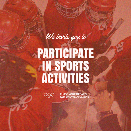 Olympic Games Announcement with Hockey Players Instagram tervezősablon