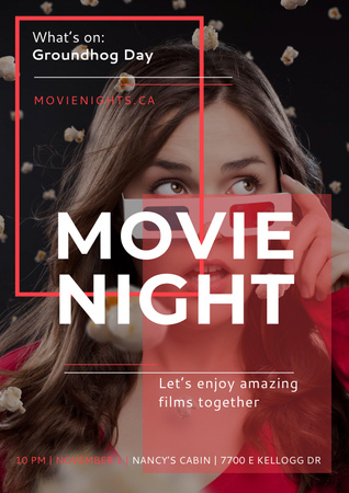 Movie night event Annoucement Poster tervezősablon